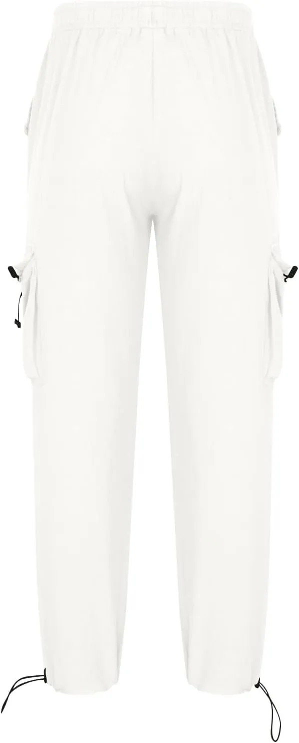 Cotton Linen Cargo Pants for Men Elastic Waist Sports Trousers Lounge Loose Joggers Sweatpants Pockets Athletic Pants