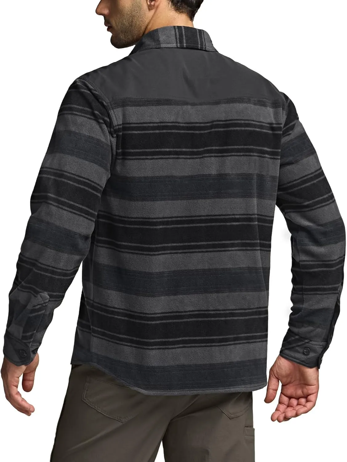 CQR Men's Long Sleeve Heavyweight Fleece Shirts, Plaid Button Up Shirt, Warm Outdoor Casual Shirt with Pockets