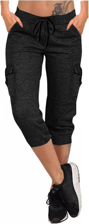 Crop Leggings with Pockets for Women Capri Pants for Women with Pockets Capri Joggers Plus Size Drawstring Capri Pants Women Cropped Pants Women Fleece Pants with Pockets Today 2024, 3X-Large