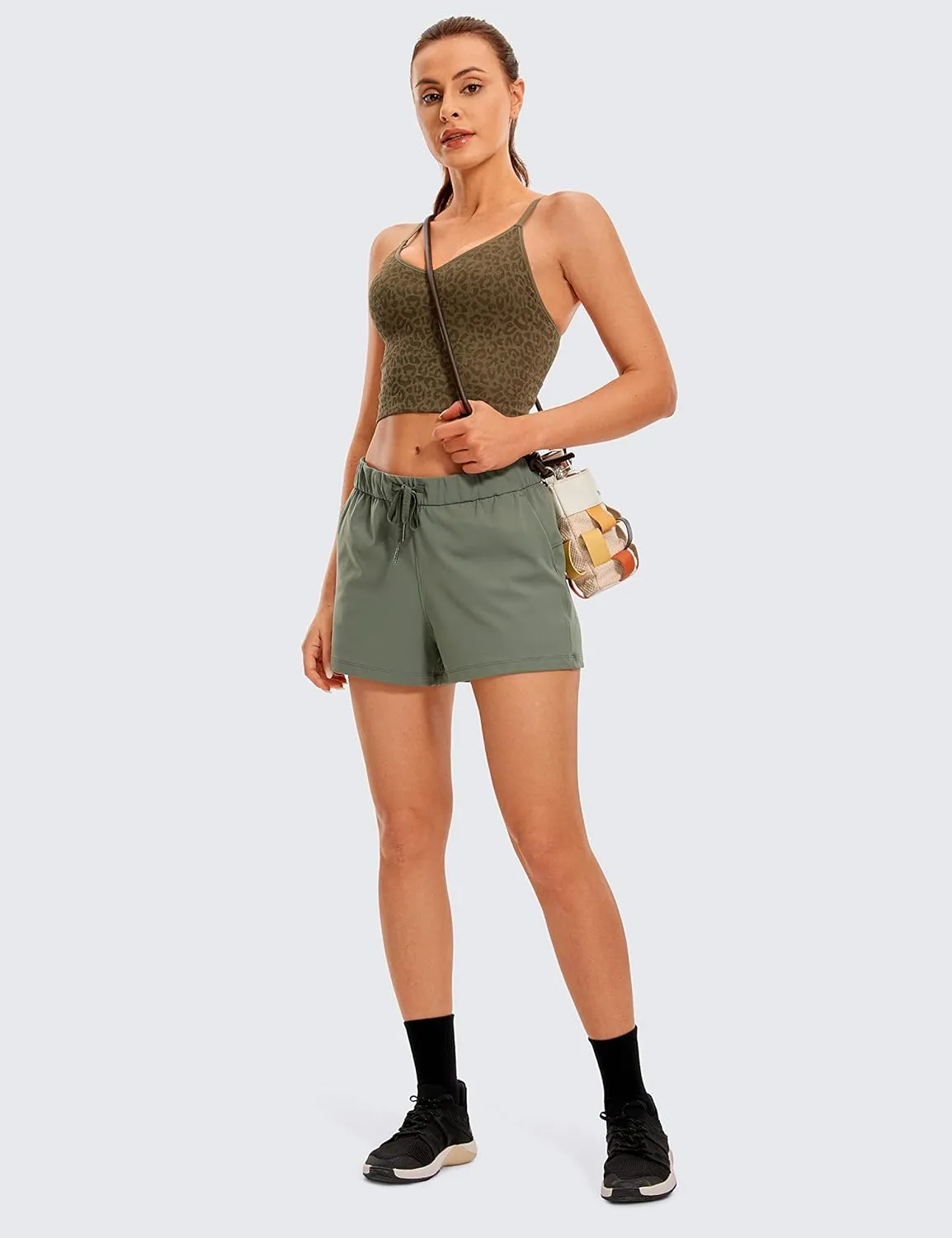 CRZ YOGA Stretch Shorts for Women Work Casual 2.5'' with Pockets for Athketic Workout Travel Hiking Golf