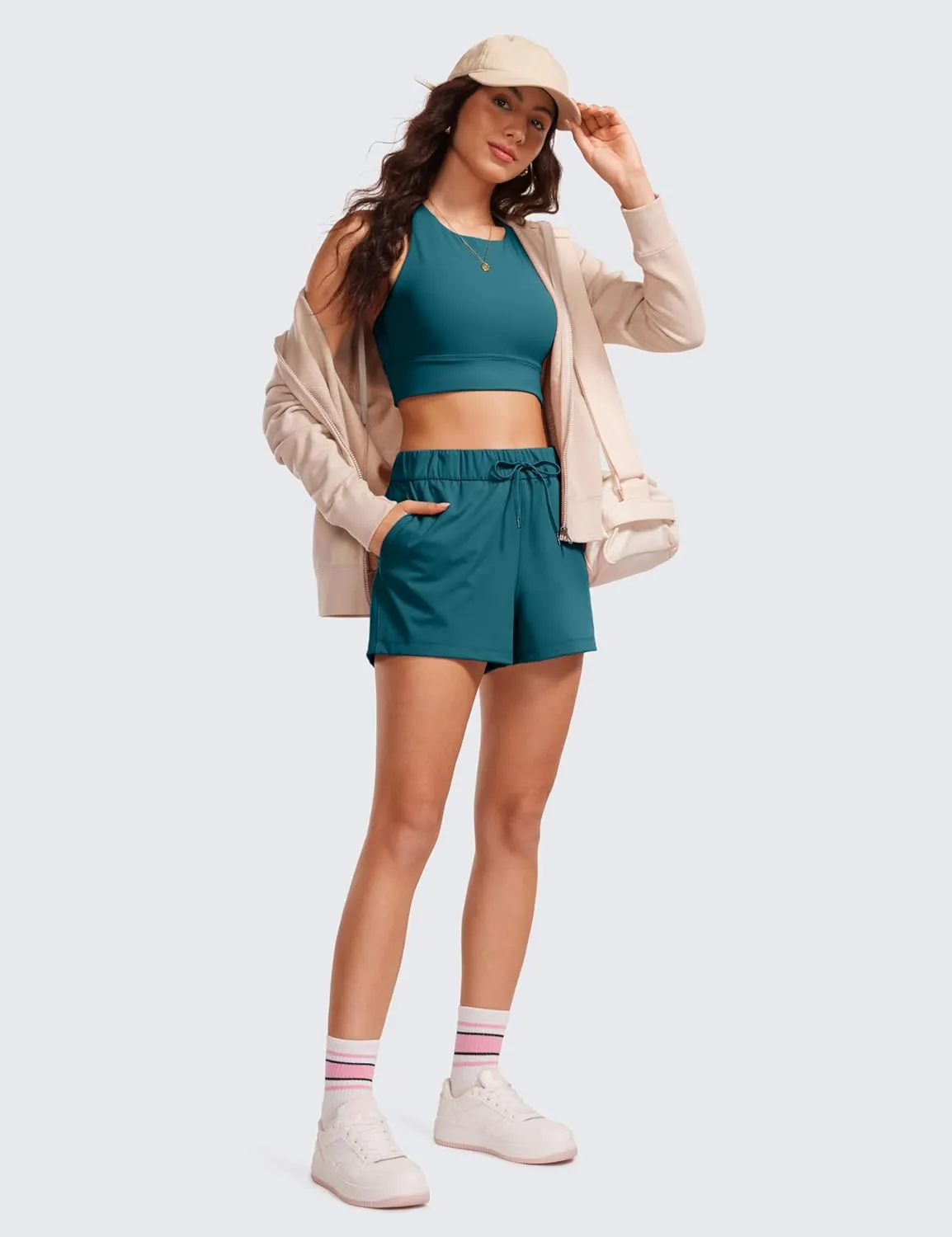 CRZ YOGA Stretch Shorts for Women Work Casual 2.5'' with Pockets for Athketic Workout Travel Hiking Golf