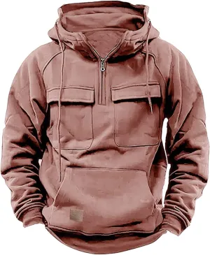 Ctreela Tactical Hoodie Coats for Men's Outdoor Windproof Hoodie Military Jacket Coat Sports Work 1/4 Zip Hooded Sweatshirts