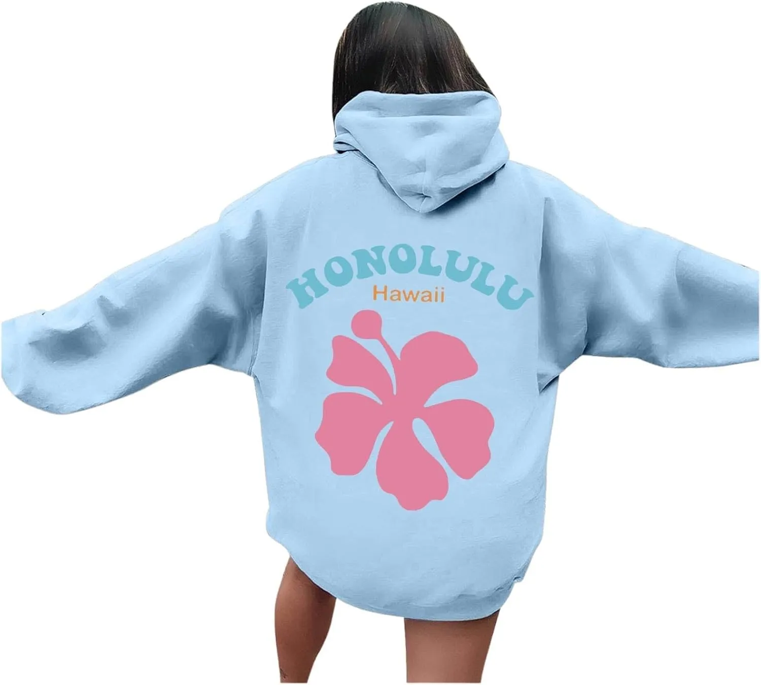 Cute Hoodie for Women 2024 Fall Winter Loose Fit Crew Neck Sweatshirts Long Sleeve Graphic Casual Outfit with Pockets