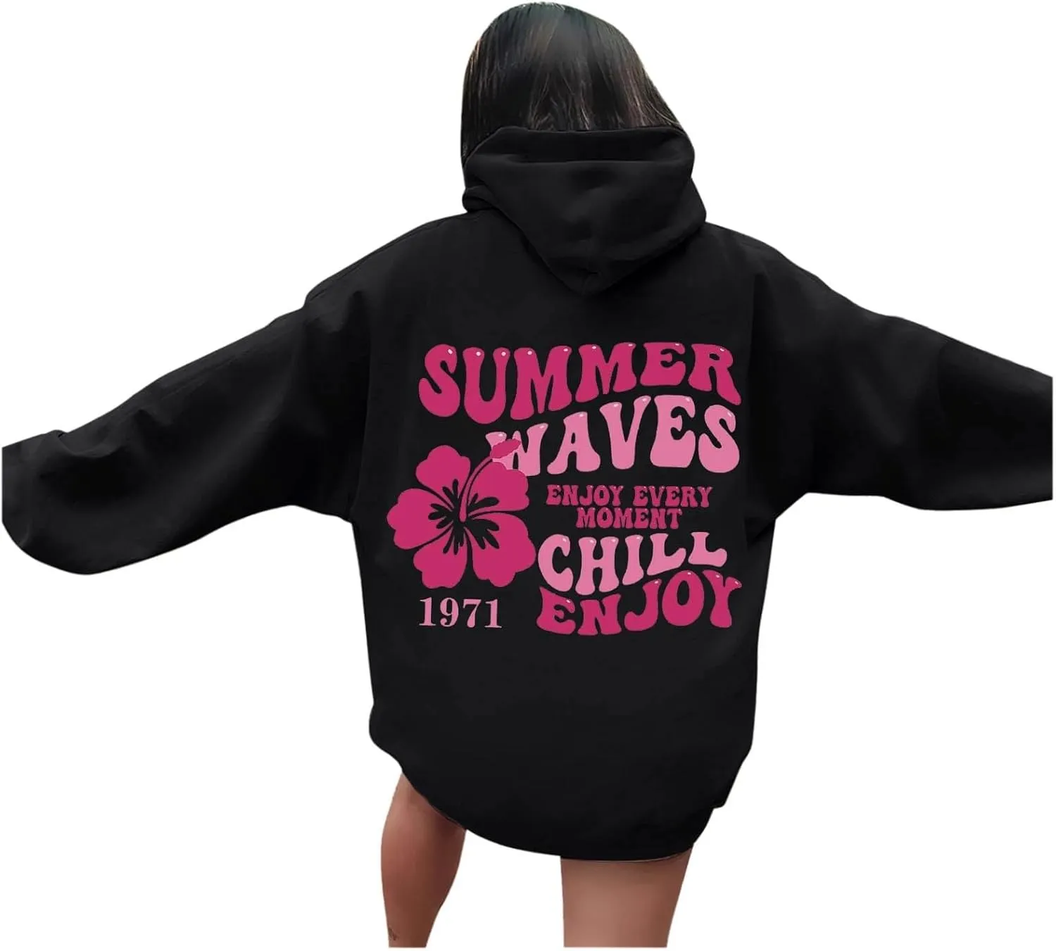 Cute Hoodie for Women 2024 Fall Winter Loose Fit Crew Neck Sweatshirts Long Sleeve Graphic Casual Outfit with Pockets