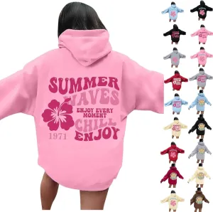 Cute Hoodie for Women 2024 Fall Winter Loose Fit Crew Neck Sweatshirts Long Sleeve Graphic Casual Outfit with Pockets