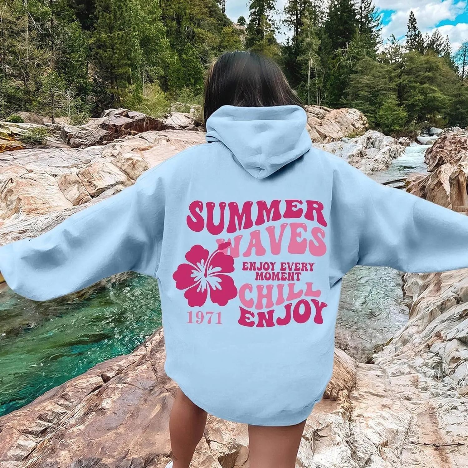 Cute Hoodie for Women 2024 Fall Winter Loose Fit Crew Neck Sweatshirts Long Sleeve Graphic Casual Outfit with Pockets