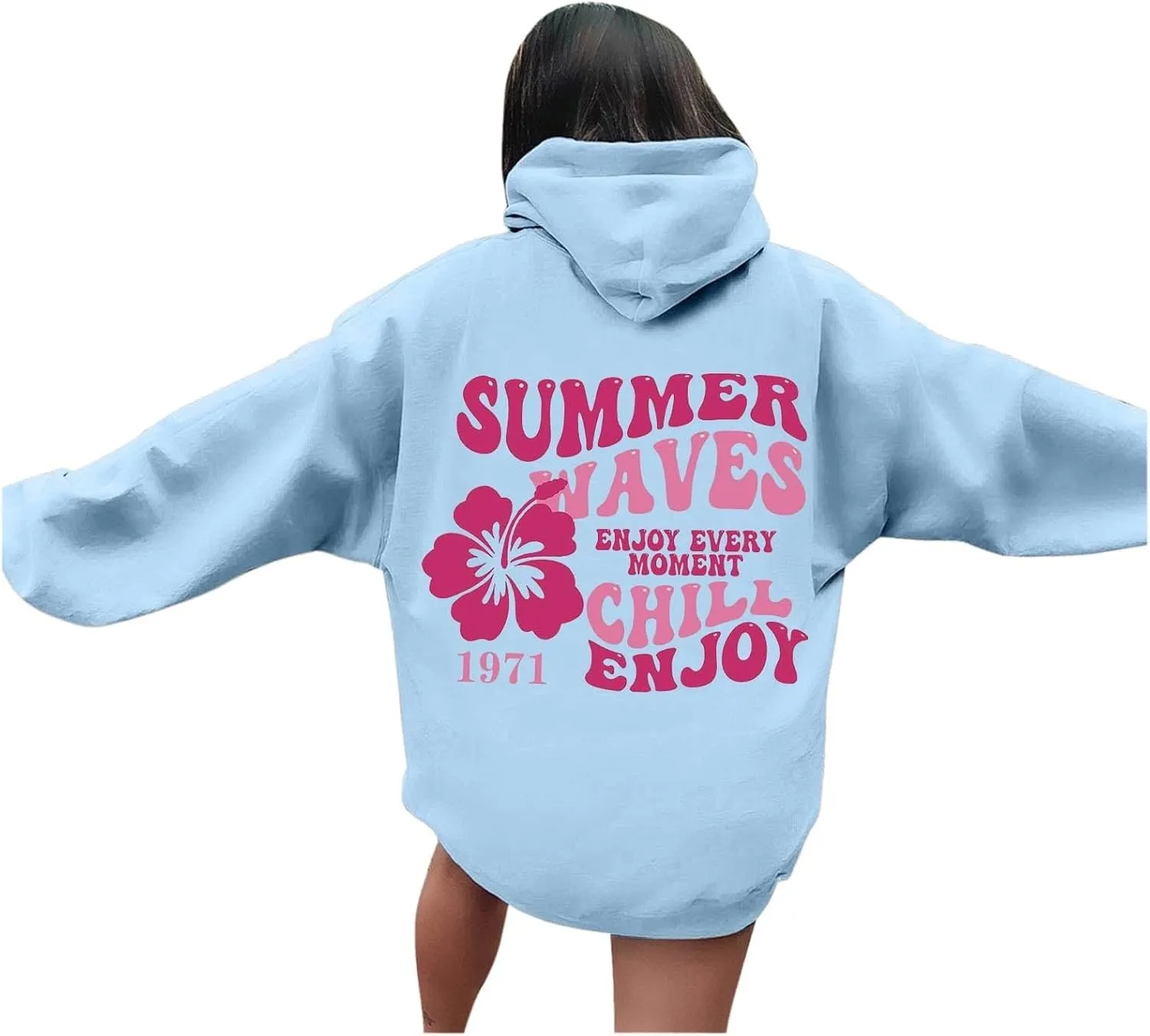 Cute Hoodie for Women 2024 Fall Winter Loose Fit Crew Neck Sweatshirts Long Sleeve Graphic Casual Outfit with Pockets