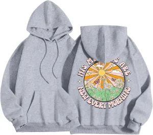 Cute Hoodie for Women 2024 Fall Winter Loose Fit Crew Neck Sweatshirts Long Sleeve Graphic Casual Outfit with Pockets