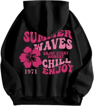 Cute Hoodie for Women 2024 Fall Winter Loose Fit Crew Neck Sweatshirts Long Sleeve Graphic Casual Outfit with Pockets