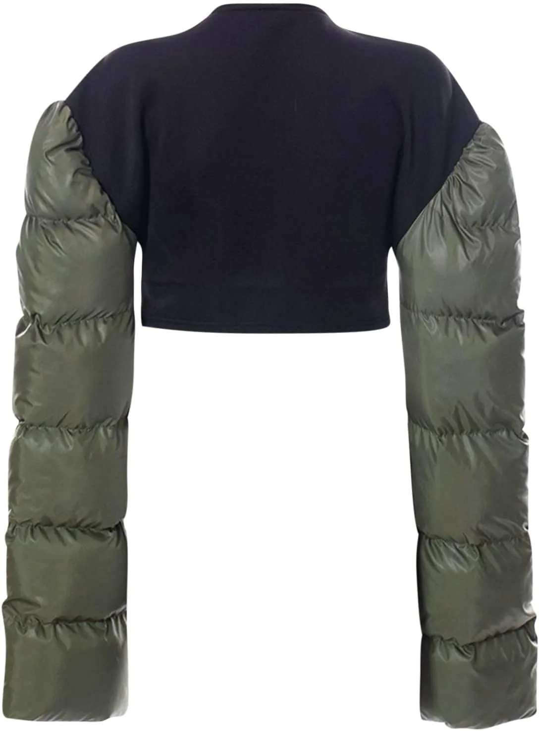 DASAYO Women's Puffy Long Sleeve Zip Cropped Puffer Jacket Color Block Quilted Puffy Down Coat Slouchy Winter Outwear Trendy