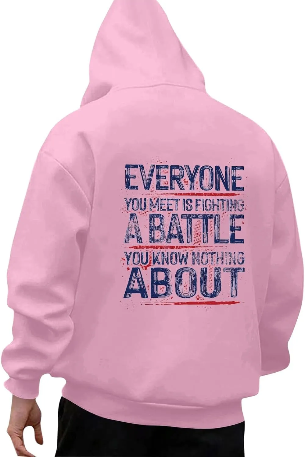 DOPOCQ Mens Hoodies Pullover Be Kind Print Casual Long Sleeve Sweatshirts Oversized Hooded Collar Drawstring Pullover