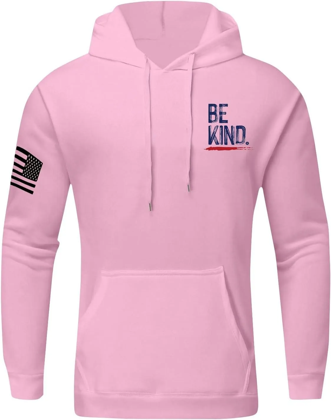 DOPOCQ Mens Hoodies Pullover Be Kind Print Casual Long Sleeve Sweatshirts Oversized Hooded Collar Drawstring Pullover