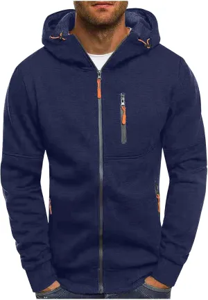 Fleece Hoodies for Men Zipper Lightweight Spring Fall Long Sleeve Active Mens Jackets Sports Full Zip Sweatshirts