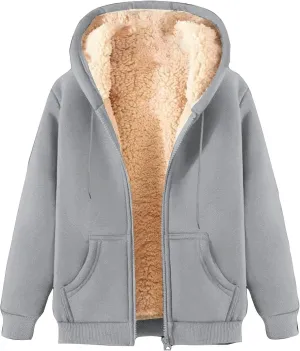 Fleece Jacket Men Winter Warm Zip Up Coats Sherpa Lined Thick Warm Jackets Casual Long Sleeve Outerwear Hoodies