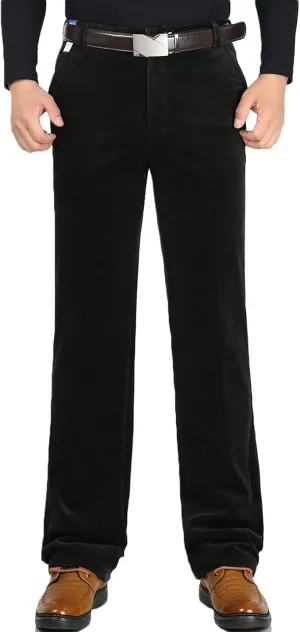 Flygo Men's Classic Fit Warm Fleece Lined Straight Leg Corduroy Pant Non-Iron