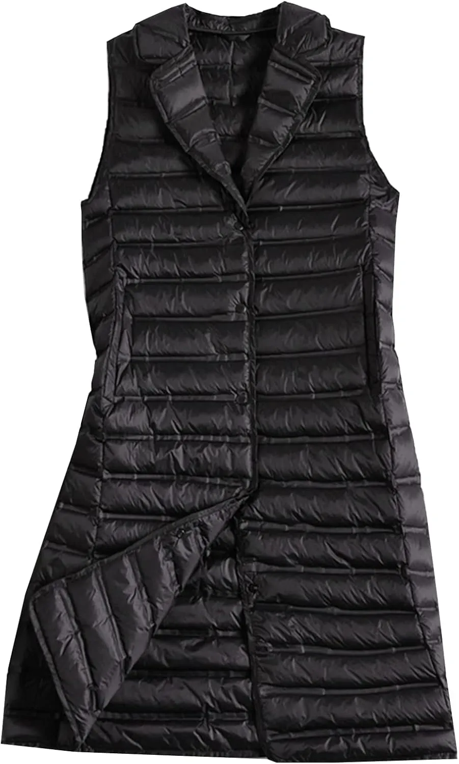 Flygo Women's Mid Long Down Vest Lightweight Padded Quilted Puffer Jacket Outwear