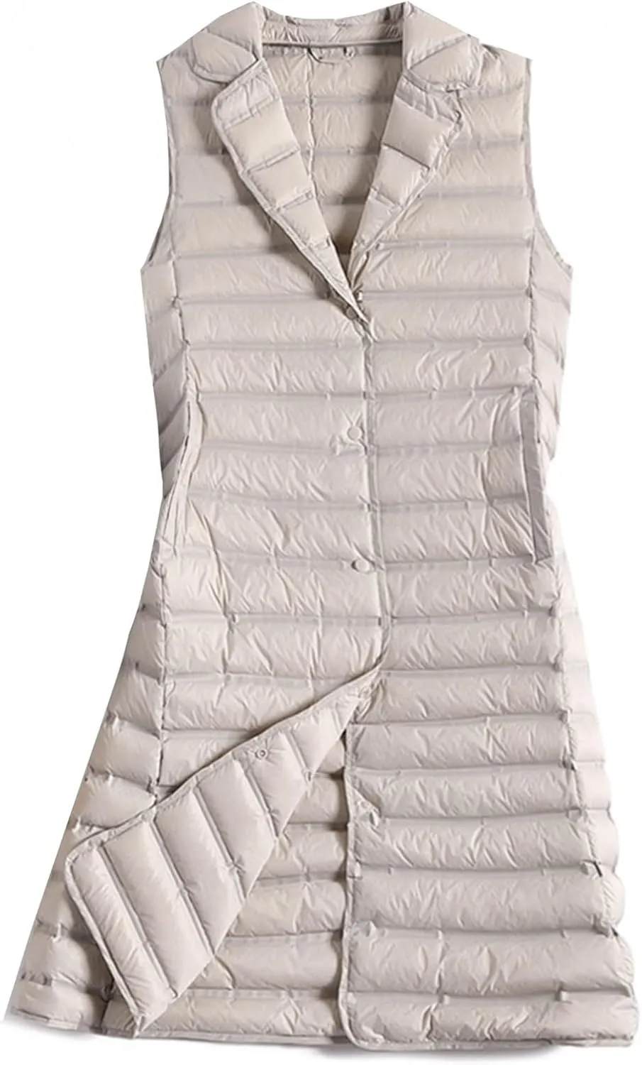Flygo Women's Mid Long Down Vest Lightweight Padded Quilted Puffer Jacket Outwear