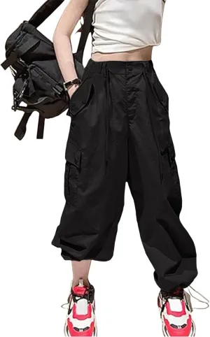 Girls Cargo Jogger Pants Parachute Y2K Trousers for Girls Quick-Dry 6-14Years