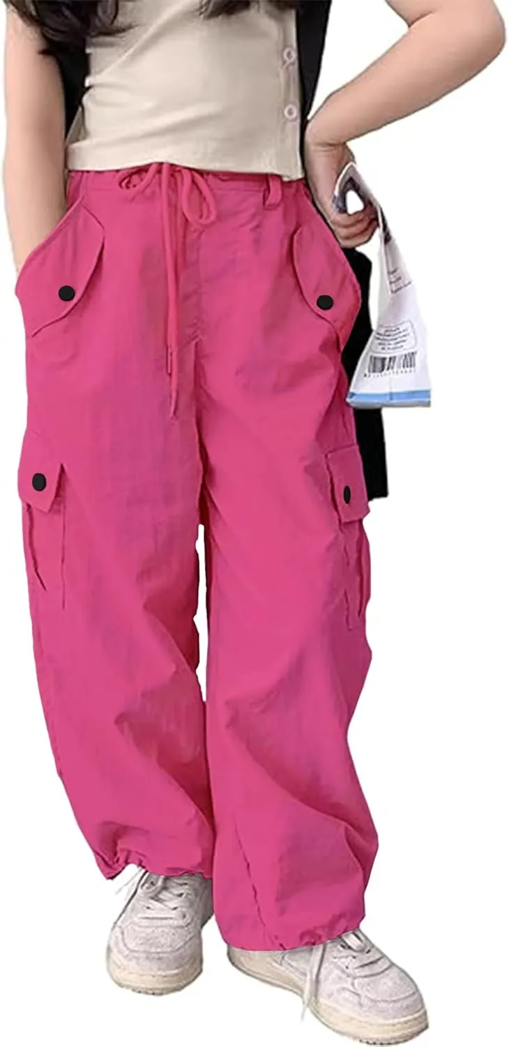 Girls Cargo Jogger Pants Parachute Y2K Trousers for Girls Quick-Dry 6-14Years