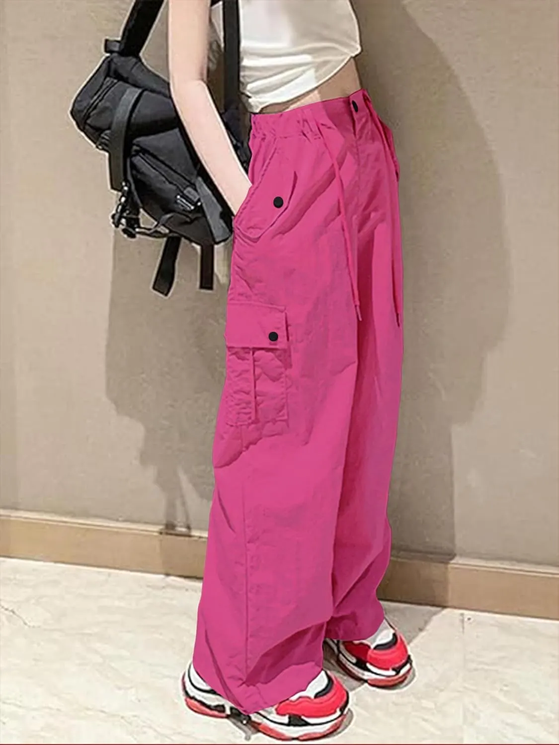 Girls Cargo Jogger Pants Parachute Y2K Trousers for Girls Quick-Dry 6-14Years