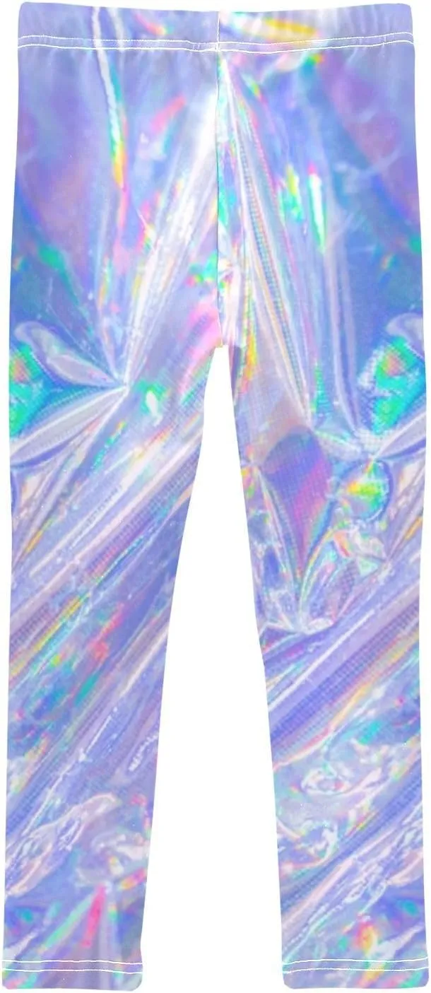 Girls' Leggings Girls Stretch Leggings Holographic Modern Swirl Rainbow Children's Yoga Pants Clothes Kids Dance Tights Place