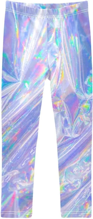 Girls' Leggings Girls Stretch Leggings Holographic Modern Swirl Rainbow Children's Yoga Pants Clothes Kids Dance Tights Place