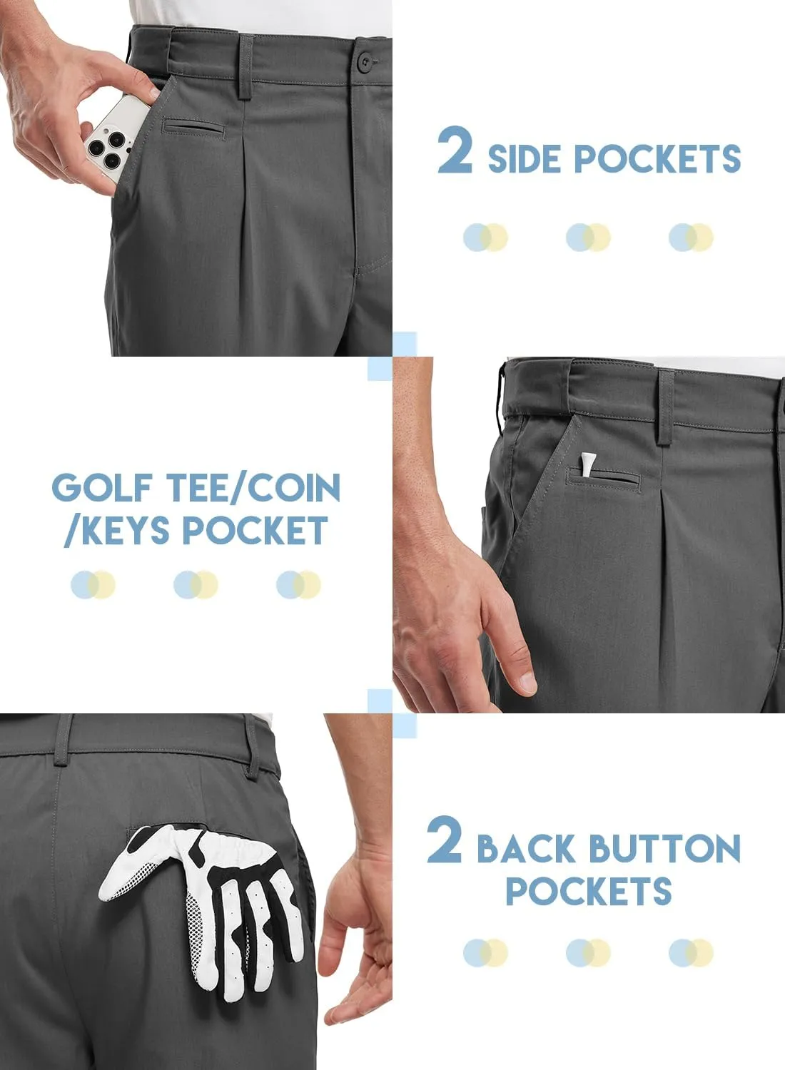 Gopune Men's Lightweight Golf Pants Classic Fit Quick Dry Casual Work Dress Pants