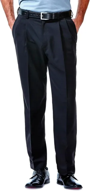 Haggar Men's Cool 18 Classic Fit Pleat Front Hidden Expandable Waistband Pant