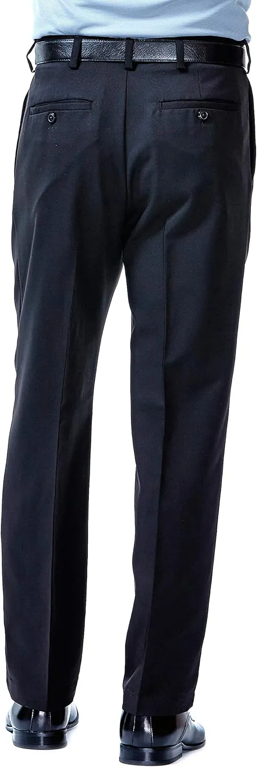 Haggar Men's Cool 18 Classic Fit Pleat Front Hidden Expandable Waistband Pant