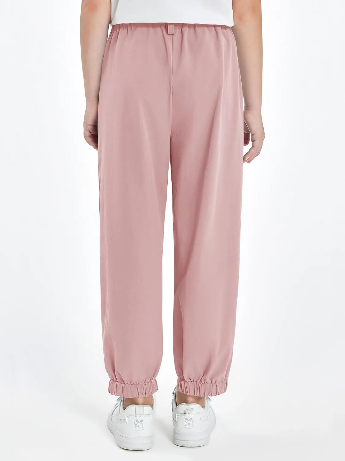 Haloumoning Girls High Waisted Pants Casual Loose Joggers Lounge Trousers with Pockets