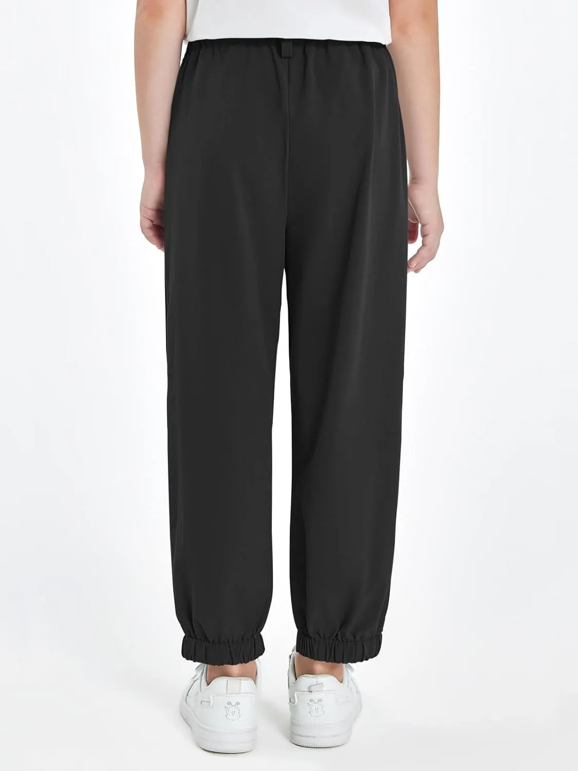 Haloumoning Girls High Waisted Pants Casual Loose Joggers Lounge Trousers with Pockets