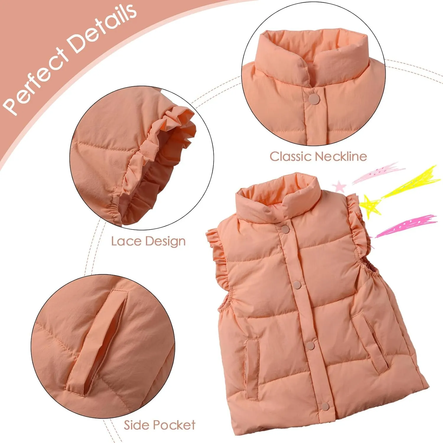 Happy Cherry Toddler Puffer Vest Coat Boys Girls Warm Down Waistcoat Outerwear Kids Fall Winter Sleeveless Jacket Gilet 2-9T
