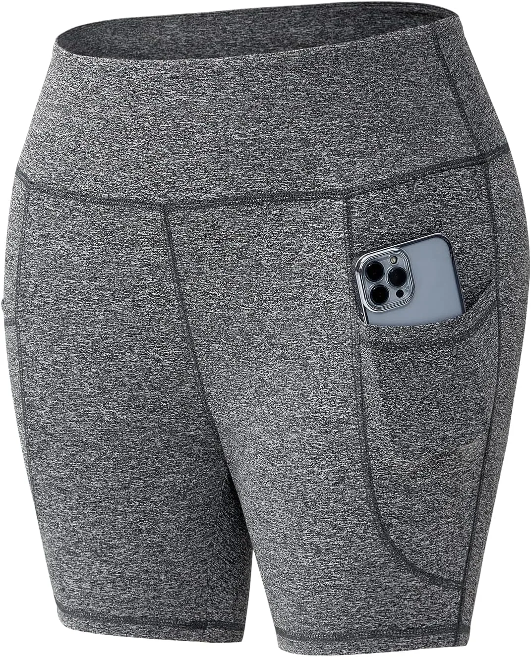 Honwenle Women's Plus Size Yoga Shorts High Waist Biker Workout Athletic Running Tummy Control Stretch Shorts with Pockets