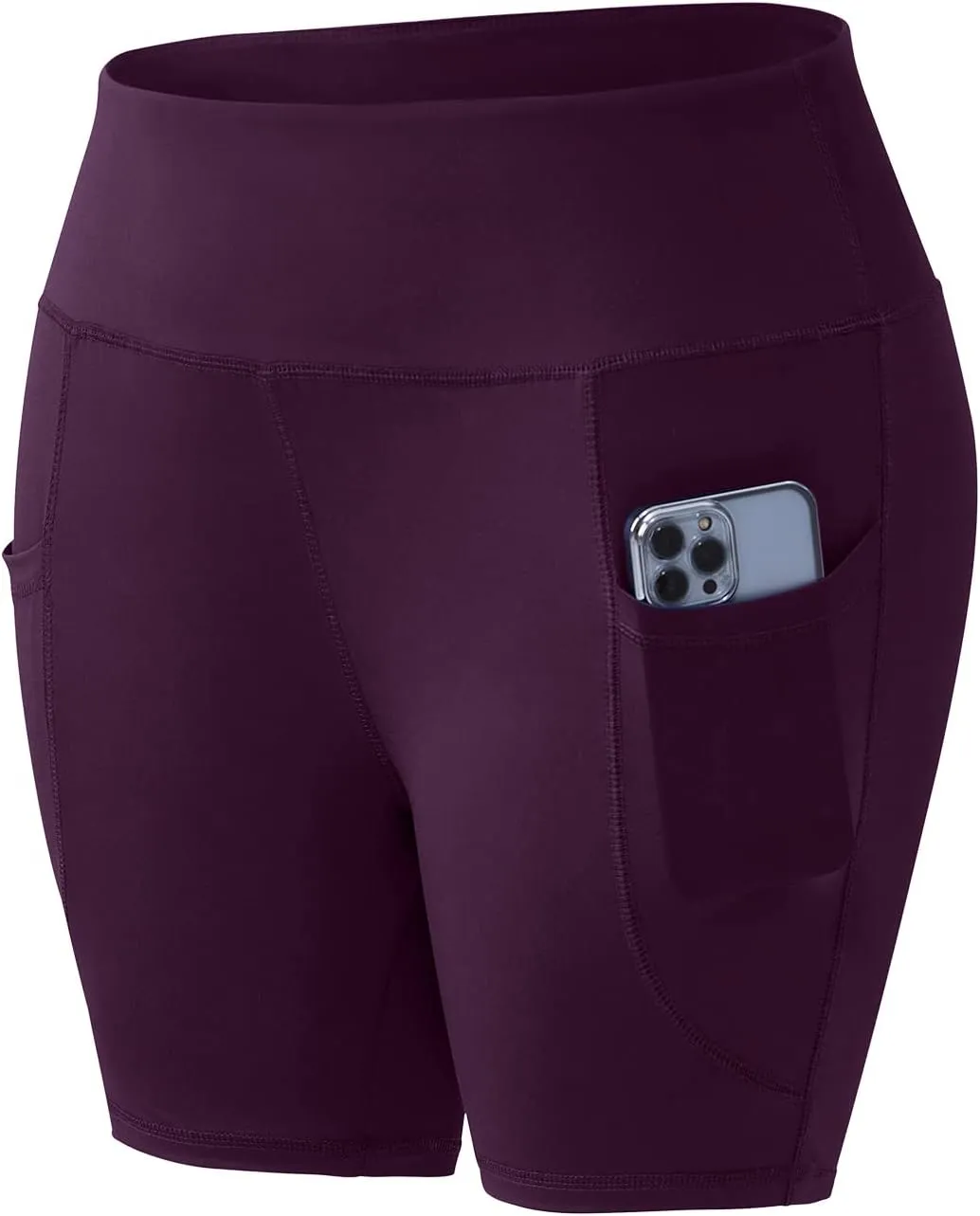 Honwenle Women's Plus Size Yoga Shorts High Waist Biker Workout Athletic Running Tummy Control Stretch Shorts with Pockets