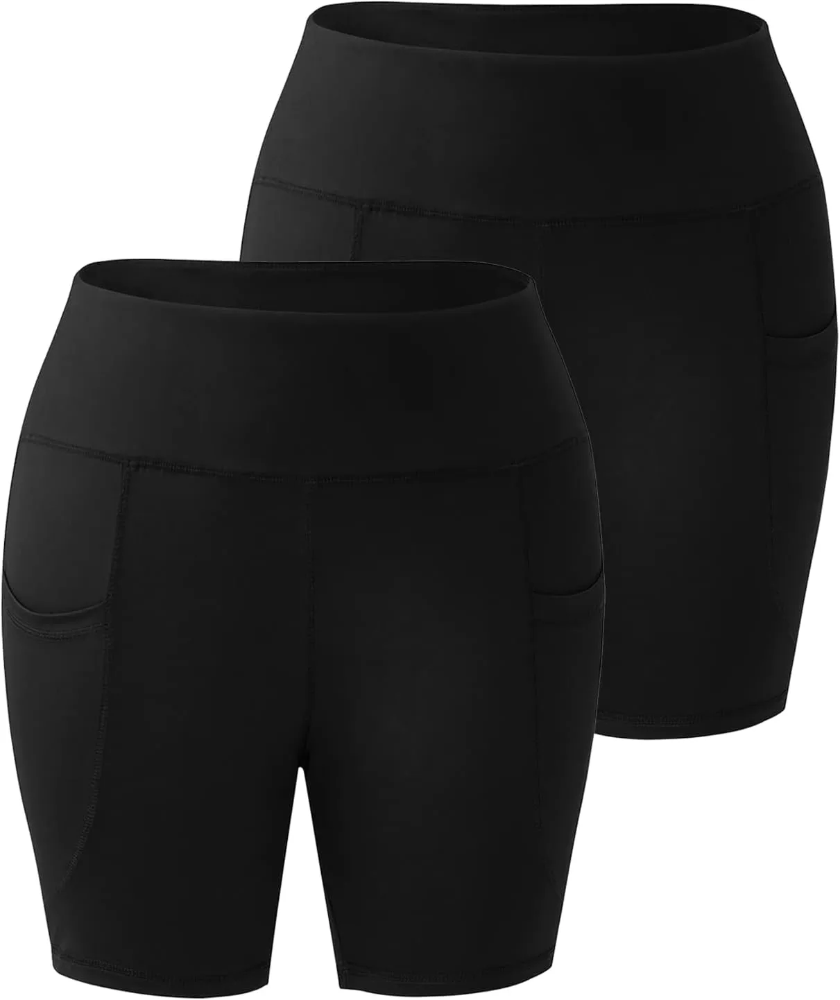 Honwenle Women's Plus Size Yoga Shorts High Waist Biker Workout Athletic Running Tummy Control Stretch Shorts with Pockets