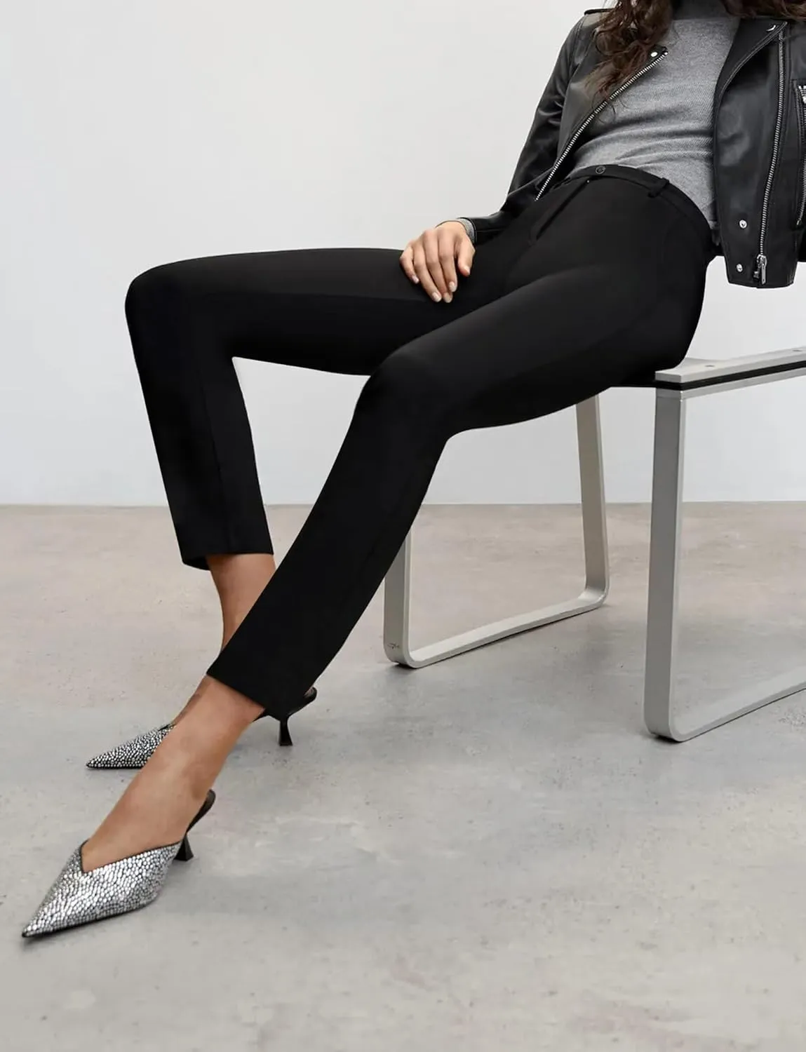 Houmous Work Pants Women Dress Skinny Leg Slacks 27"/29" Stretch Casual with Pockets Business Office Slim Trousers