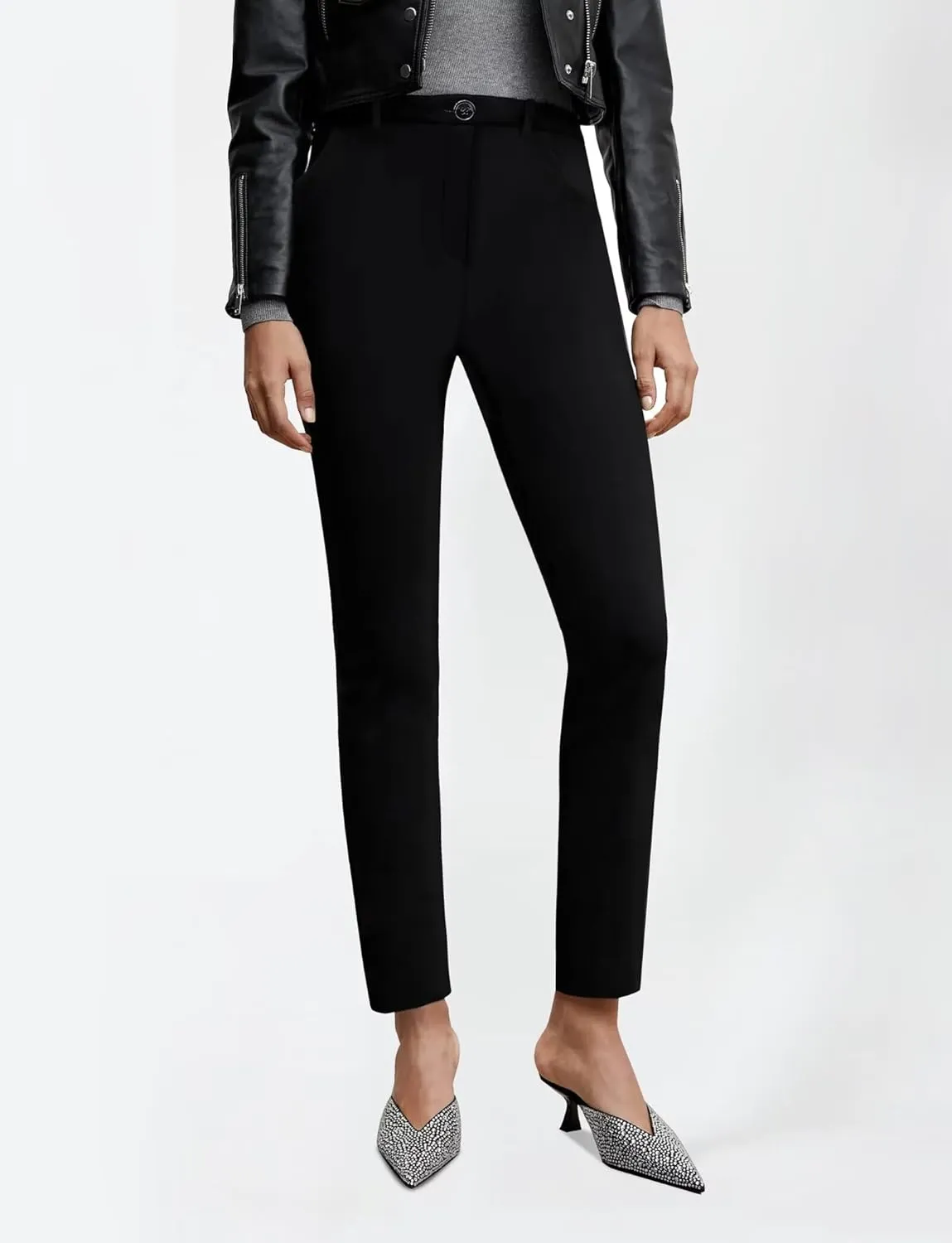 Houmous Work Pants Women Dress Skinny Leg Slacks 27"/29" Stretch Casual with Pockets Business Office Slim Trousers
