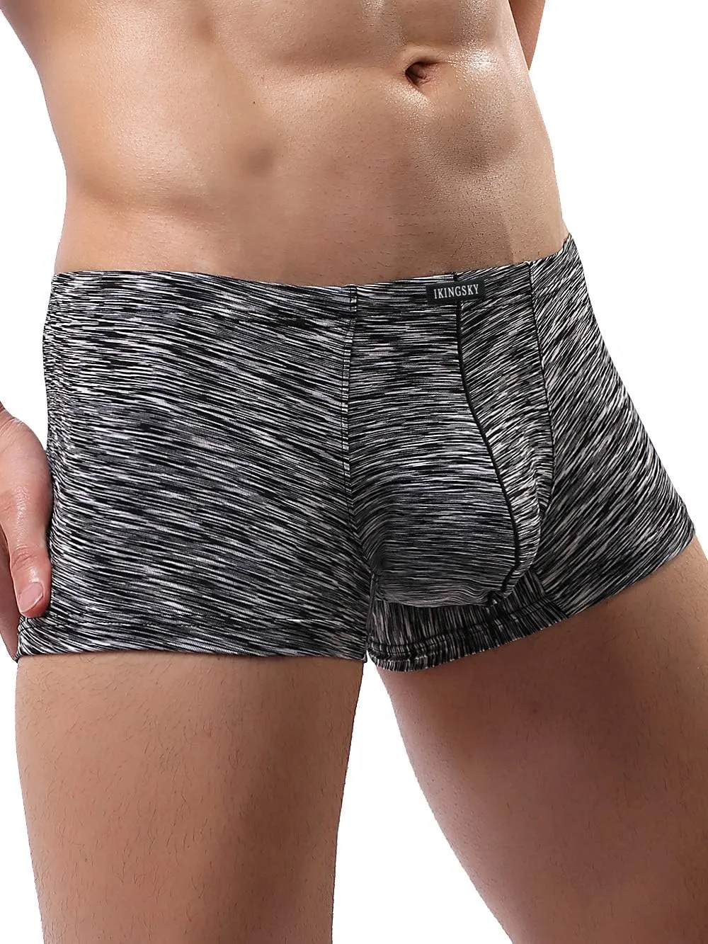 IKINGSKY Men's Pouch Boxer Briefs Stretch Shorts Underwear Colorful Bulge Trunk Underpanties