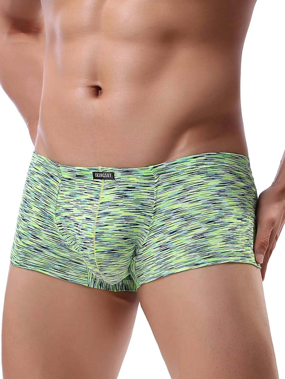 IKINGSKY Men's Pouch Boxer Briefs Stretch Shorts Underwear Colorful Bulge Trunk Underpanties
