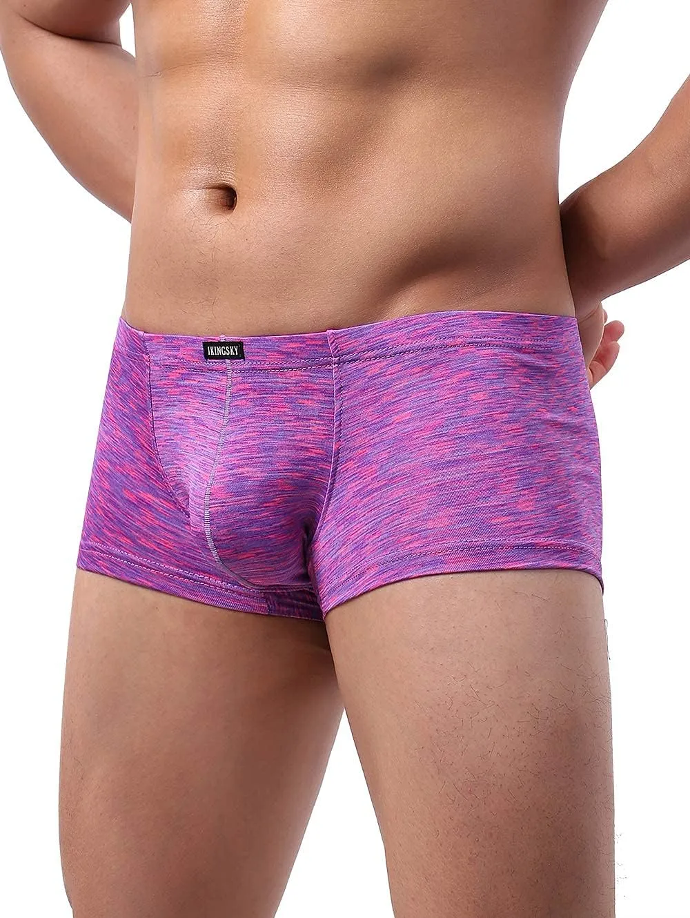 IKINGSKY Men's Pouch Boxer Briefs Stretch Shorts Underwear Colorful Bulge Trunk Underpanties