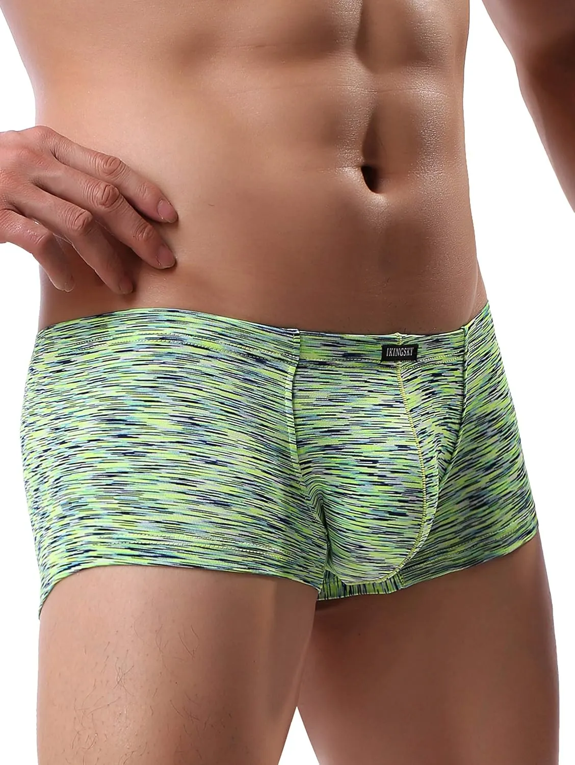 IKINGSKY Men's Pouch Boxer Briefs Stretch Shorts Underwear Colorful Bulge Trunk Underpanties