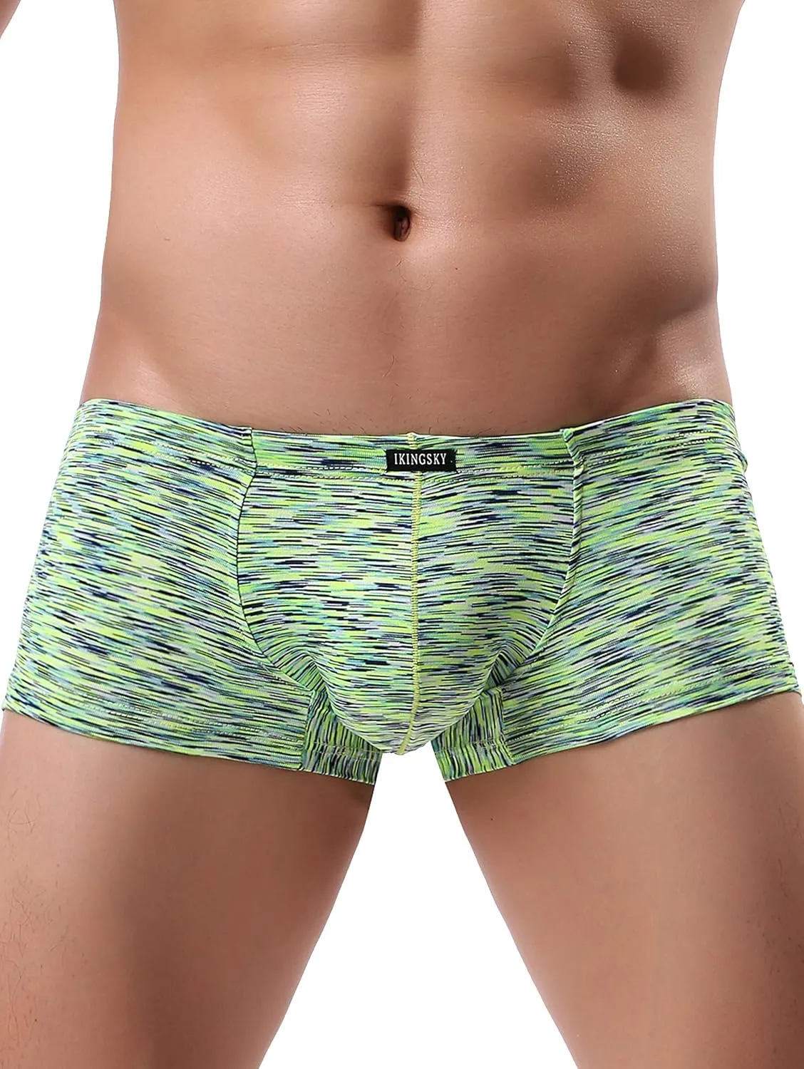 IKINGSKY Men's Pouch Boxer Briefs Stretch Shorts Underwear Colorful Bulge Trunk Underpanties