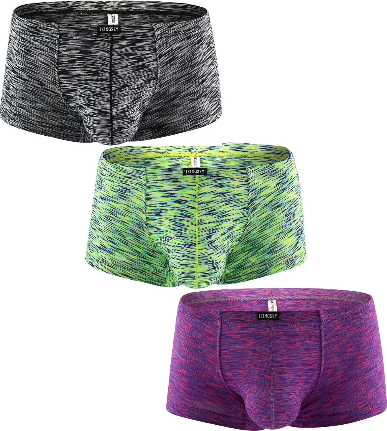 IKINGSKY Men's Pouch Boxer Briefs Stretch Shorts Underwear Colorful Bulge Trunk Underpanties