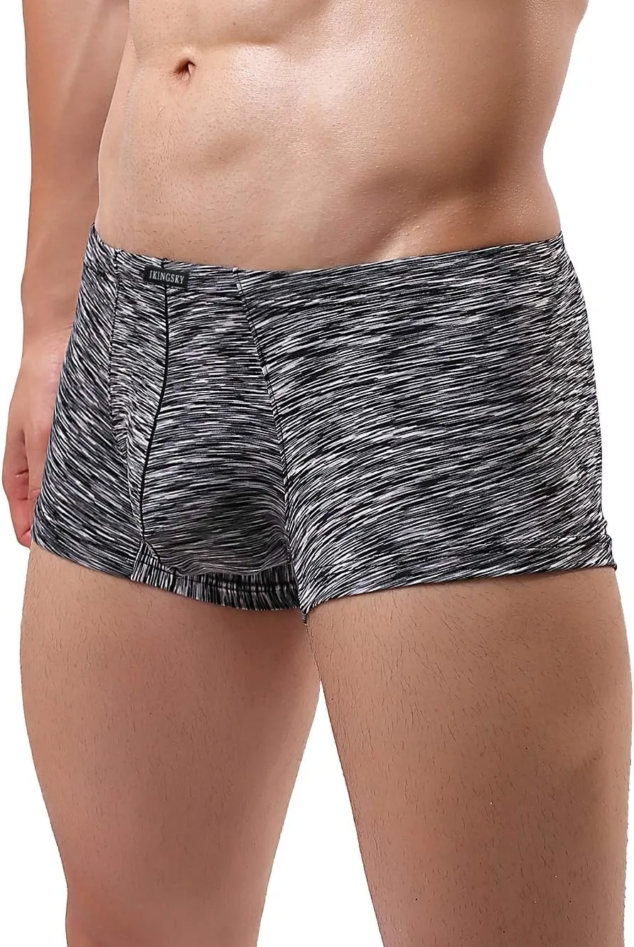 IKINGSKY Men's Pouch Boxer Briefs Stretch Shorts Underwear Colorful Bulge Trunk Underpanties