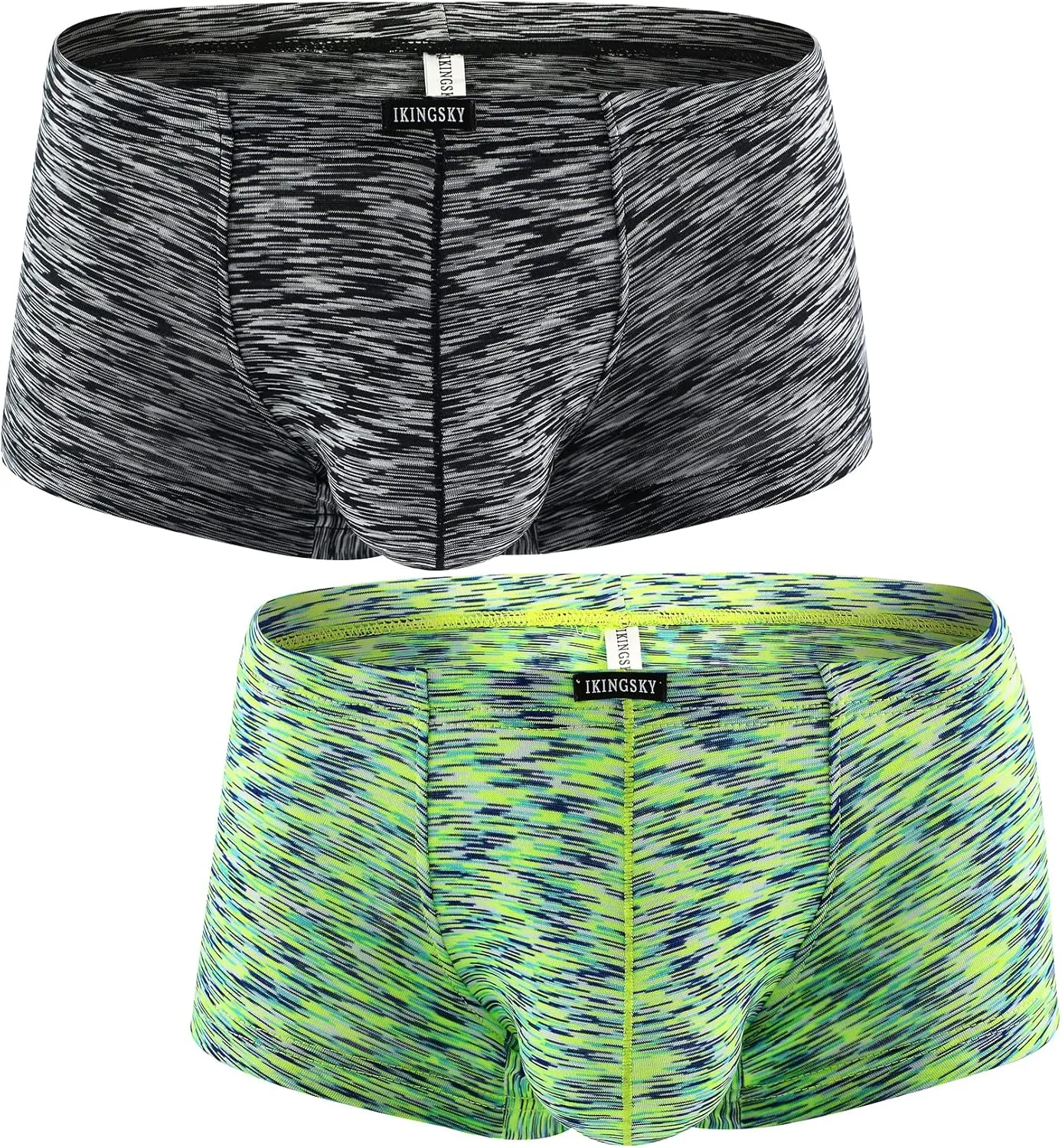 IKINGSKY Men's Pouch Boxer Briefs Stretch Shorts Underwear Colorful Bulge Trunk Underpanties