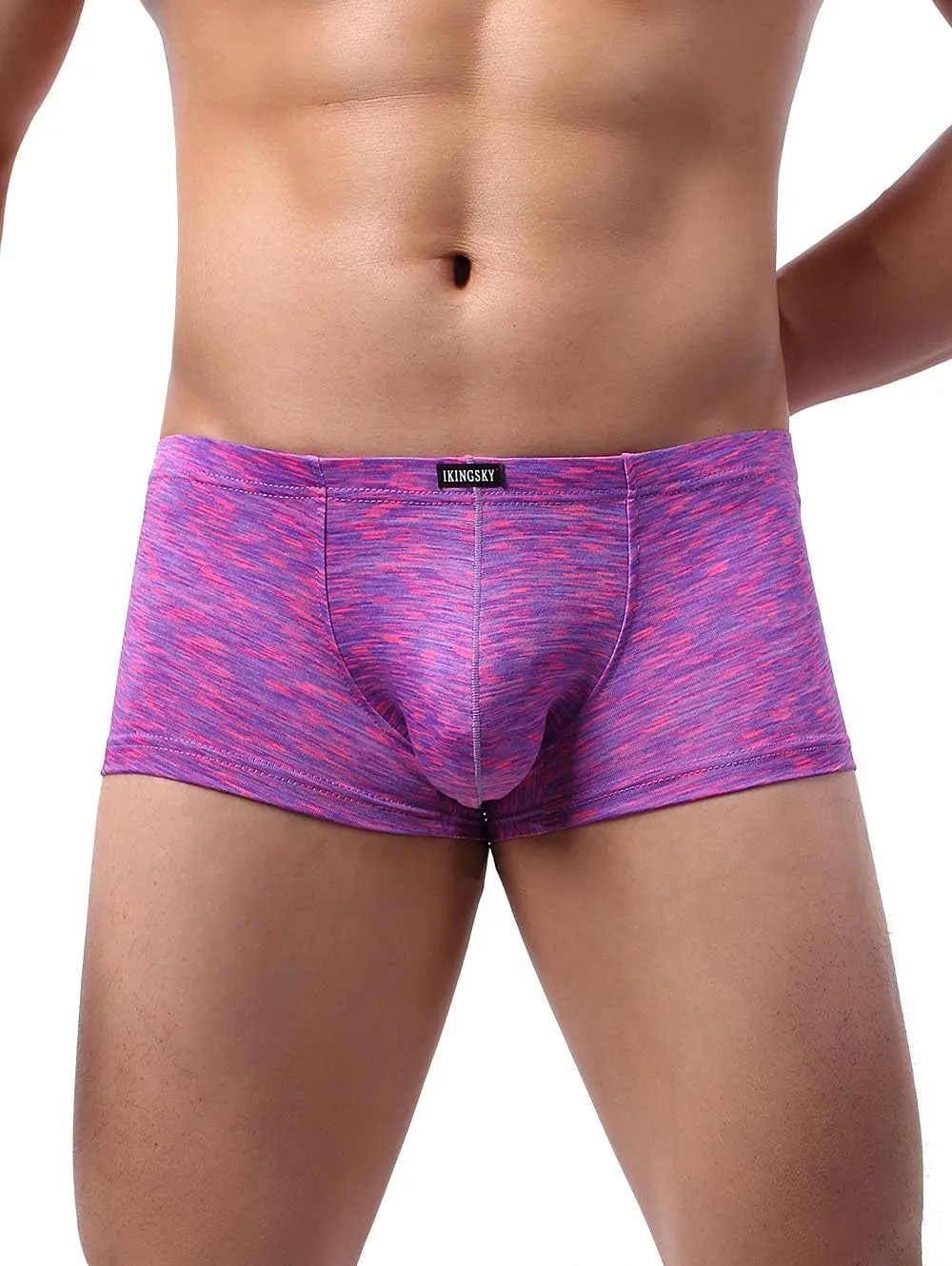 IKINGSKY Men's Pouch Boxer Briefs Stretch Shorts Underwear Colorful Bulge Trunk Underpanties