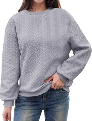 JOAU Oversized Sweatshirts for Women Casual Long Sleeve Round Neck Pullover Textured Tops 2024 Fall Winter Fashion Clothes