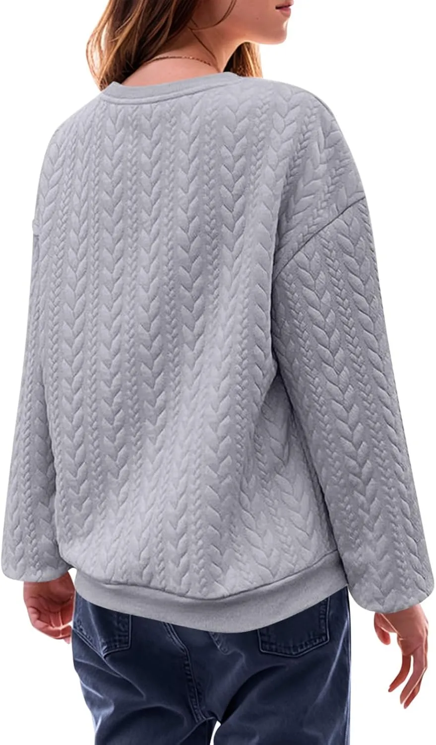 JOAU Oversized Sweatshirts for Women Casual Long Sleeve Round Neck Pullover Textured Tops 2024 Fall Winter Fashion Clothes