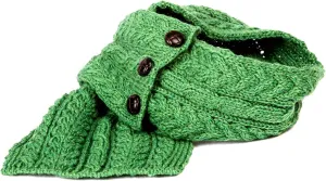 Ladies Wool Button Loop Irish Scarf (Green)