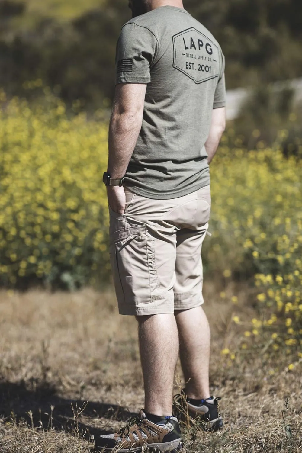 LAPG Men's Atlas STS Cargo Shorts, Men's Tactical Cargo Shorts with Zipper Pockets, Cargo Stretch Shorts for Men